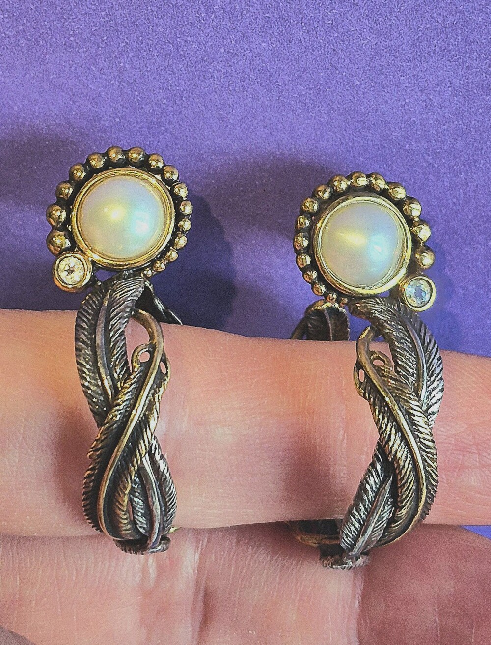 New Designer* Echo of the Dreamer* 925 Sterling Silver Pearl Hoops Earrings